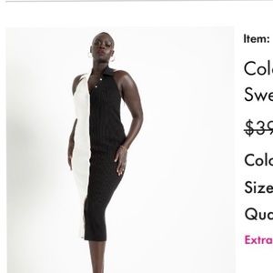 Black and white color block halter dress